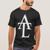 ATLの白いロゴの黒のティー Tシャツ (正面)