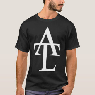 ATLの白いロゴの黒のティー Tシャツ