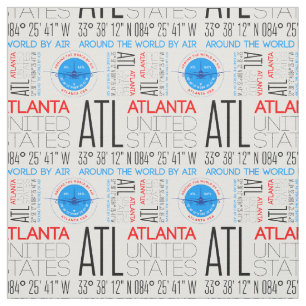 ATL、アトランタはエアパターンで世界を旅行 ファブリック