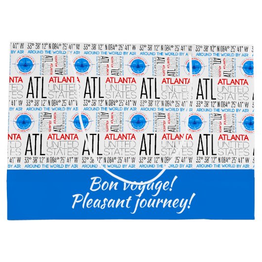 ATL、アトランタはエアパターンで世界を旅行 ラージペーパーバッグ (裏面)