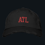 ATL "アトランタ"モノグラムレッド&ブラックヴィンテージスタイル 刺繍入りキャップ<br><div class="desc">ATL "アトランタ"モノグラムの刺繍レッド上の黒ヴィンテージスタイル綿動揺して帽子。アトランタGAを愛する人に素晴らしい贈り物を！また、あなたもしは、あなたの個人的なモノグラムを持って、単にあなたの名前のイニシャルを入力するために"このテンプレートをパーソナライズ"詳細ボタンを選択する。刺繍は、「編集デザイン」ツールボタンを選択して他の色の選択にカスタマイズ可能。メインアイテムページで色の選択を選択することもできます。</div>