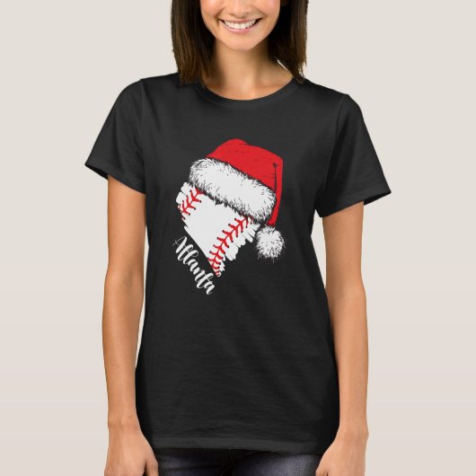 Atlanta Baseball Heart Santa Hat Merry Christmas Tシャツ (正面)