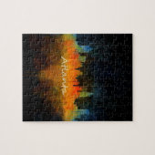 Atlanta City Watercolor Skyline v4 Dark ジグソーパズル (横)