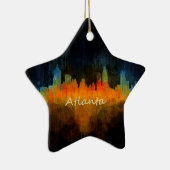 Atlanta City Watercolor Skyline v4 Dark セラミックオーナメント (右)