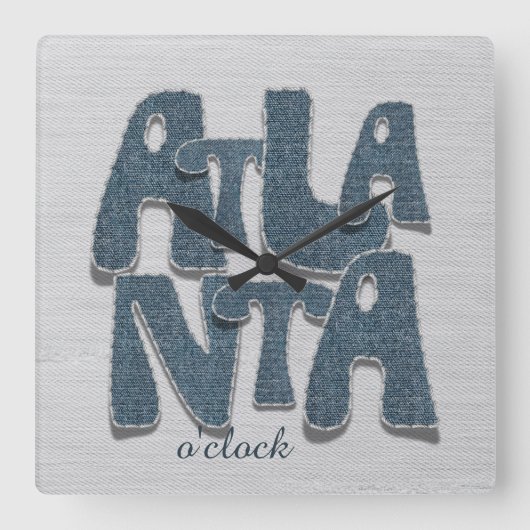 Atlanta Denim Letter Wall Clock スクエア壁時計 (正面)