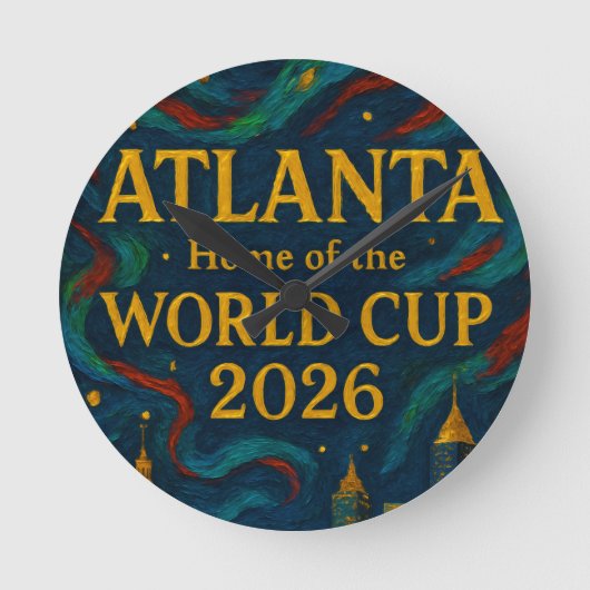 Atlanta Football Elegant Artwork 2026  ラウンド壁時計 (正面)