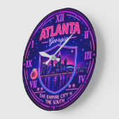 Atlanta Georgia Neon Skyline  ラージ壁時計 (傾斜)