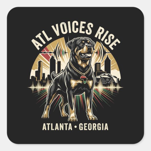 Atlanta Georgia Rottweiler Cultural Pride Art スクエアシール (正面)