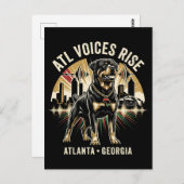 Atlanta Georgia Rottweiler Cultural Pride Art ポストカード (正面/裏面)