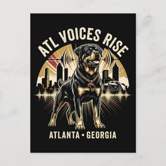 Atlanta Georgia Rottweiler Cultural Pride Art ポストカード (正面)