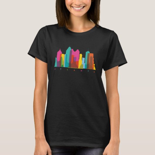Atlanta Georgia USA Skyline Silhouette Outline Ske Tシャツ (正面)