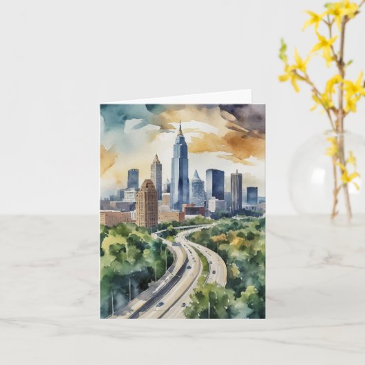 Atlanta Georgia Watercolor カード (黄色い花)