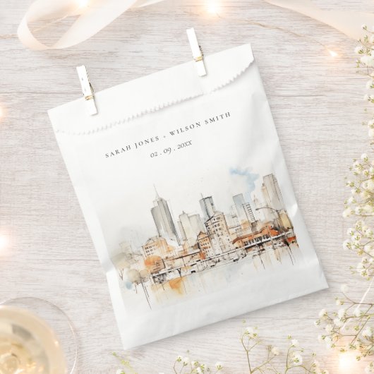 Atlanta Georgia Watercolor Landscape Wedding フェイバーバッグ (クリップ留めされた状態)