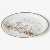 Atlanta Georgia Watercolor Landscape Wedding ペーパープレート (アングル)