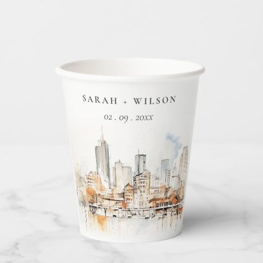 Atlanta Georgia Watercolor Landscape Wedding 紙コップ (正面)