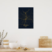 Atlanta Gold Map Print Georgia Wallart Poster Gift ポスター (キッチン)