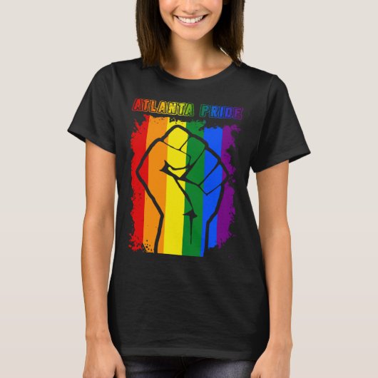 Atlanta LGBT Pride Month LGBTQ Rainbow Flag Gay Le Tシャツ (正面)