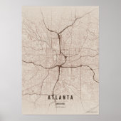 Atlanta Map Print Georgia City Wallart Poster Gift ポスター (正面)