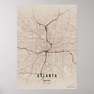 Atlanta Map Print Georgia City Wallart Poster Gift ポスター