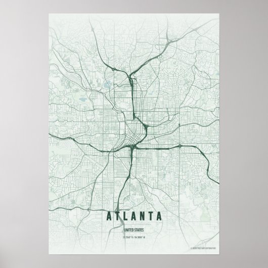 Atlanta Map Print Georgia Forest Wallart Poster ポスター (正面)