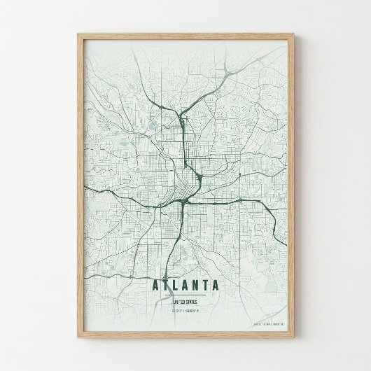 Atlanta Map Print Georgia Forest Wallart Poster ポスター