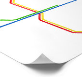 Atlanta MARTA Map Art ポスター (角)