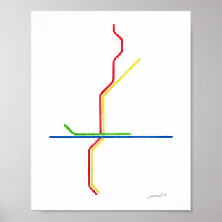 Atlanta MARTA Map Art ポスター