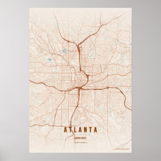 Atlanta Print Georgia City Map Wallart Poster ポスター