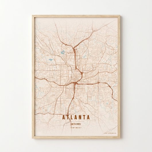 Atlanta Print Georgia City Map Wallart Poster ポスター
