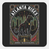 Atlanta Rises Black Panther Black Excellence Art スクエアシール (正面)