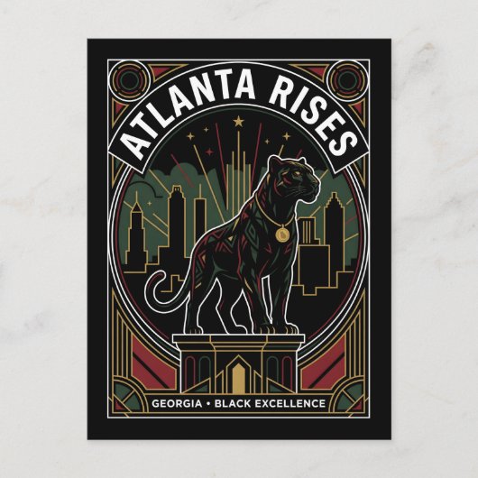 Atlanta Rises Black Panther Black Excellence Art ポストカード (正面)