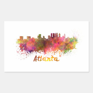 Atlanta skyline in watercolor splatters with clipp 長方形シール
