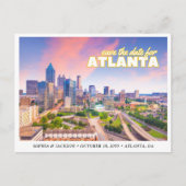Atlanta Wedding Save the Date Skyline Postcard ポストカード (正面)
