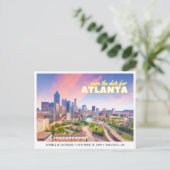 Atlanta Wedding Save the Date Skyline Postcard ポストカード (スタンド正面)