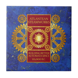 Atlantean Steamworks -ラピスラズリの金ゴールド及び赤 タイル