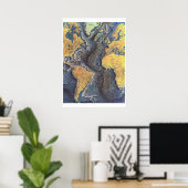 " Atlantic: 1968 - The Atlantic OCEAN FLOOR map .. ポスター (ホームオフィス)