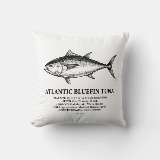Atlantic Bluefin Tuna Scientific Illustration  クッション (正面)