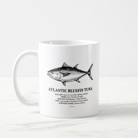 Atlantic Bluefin Tuna Scientific Illustration  コーヒーマグカップ (左)