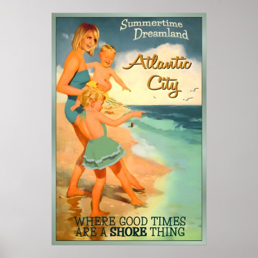 Atlantic City Jersey Shore Poster New Retro Family ポスター (正面)