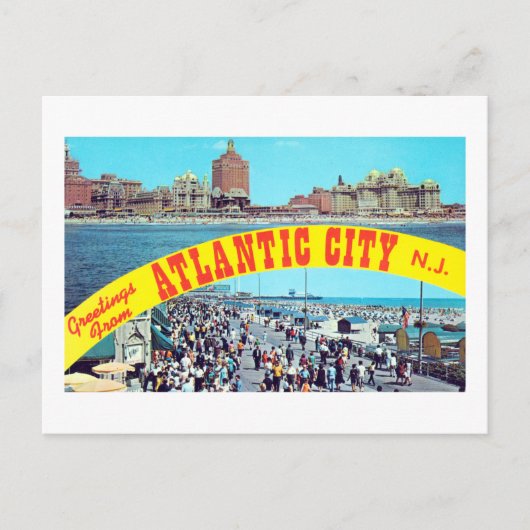 Atlantic CIty New Jersey Poからのヴィンテージの挨拶 ポストカード (正面)