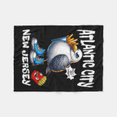 Atlantic City New Jersey Seagull French Fries Funn フリースブランケット (正面(横))