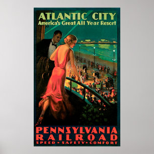 Atlantic City New Jersey Vintage Travel Poster ポスター