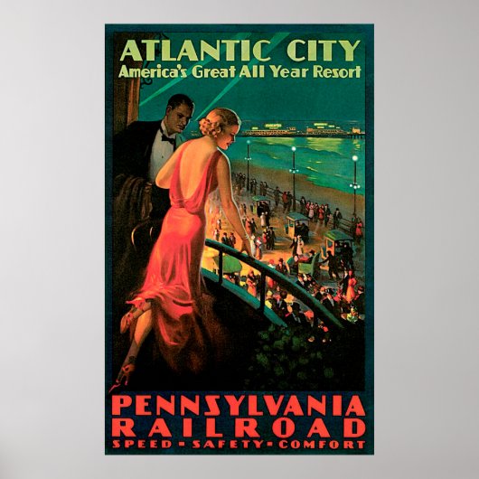 Atlantic City New Jersey Vintage Travel Poster ポスター (正面)