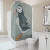 Atlantic Puffin Bird Art Drawing シャワーカーテン (インサイチュ)