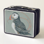 Atlantic Puffin Bird Art Drawing メタルランチボックス (裏面)