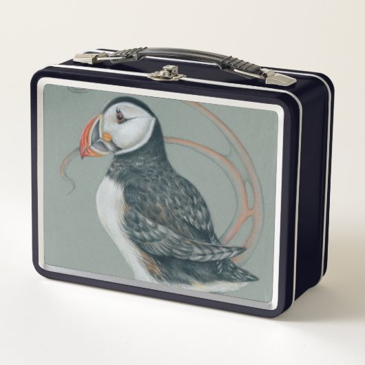 Atlantic Puffin Bird Art Drawing メタルランチボックス (正面)