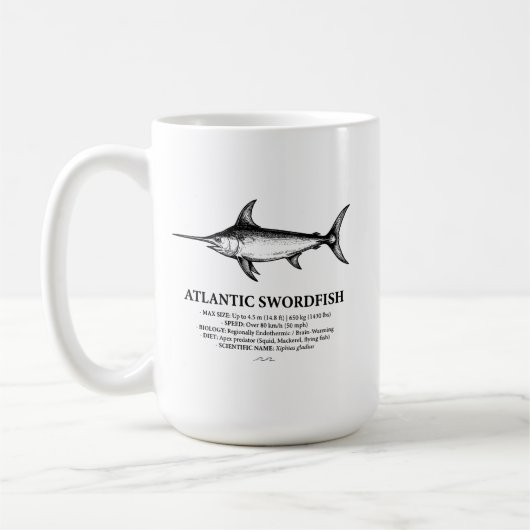 Atlantic Swordfish Scientific Illustration  コーヒーマグカップ (左)