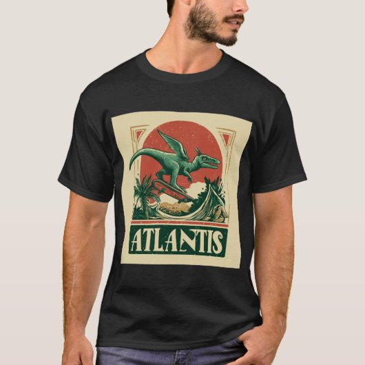 “Atlantis” Pterosaur on a Skateboard Tシャツ (正面)