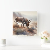 Atlas Donkey AREF409 - Watercolor スクエア壁時計 (ホーム)