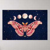 Atlas Moth Celestial Moon Phase | Boho Lunar Art ポスター (正面)